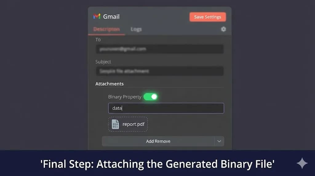 Automate client reporting with n8n showing a secondary email node configuration step by Alfaz Mahmud Rizve