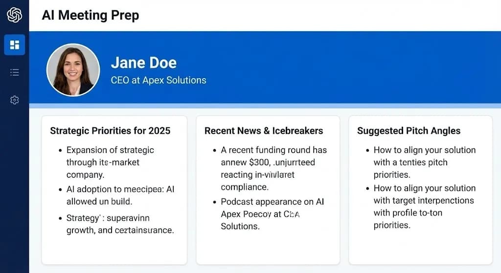 AI-generated meeting prep dashboard for AI lead generation for agencies using Tamtam, showcased by Alfaz Mahmud Rizve.