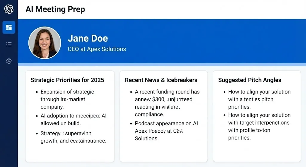 AI-generated meeting prep dashboard for AI lead generation for agencies using Tamtam, showcased by Alfaz Mahmud Rizve.